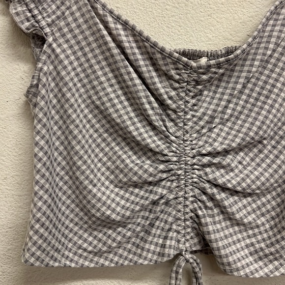 Urban Romantics Gingham Check Rushed Front Crop Top M - Picture 4 of 15